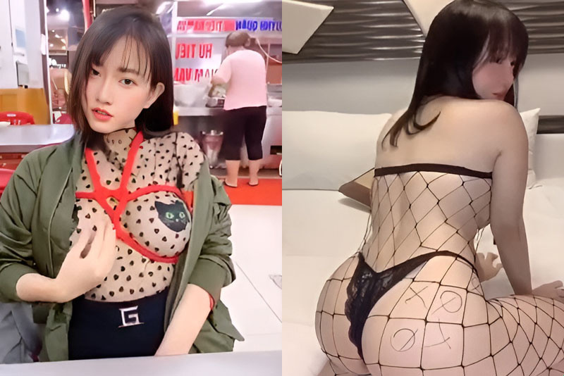 자신의 물건을 공개적으로 자랑하는 것을 좋아하는 아름다운 소녀