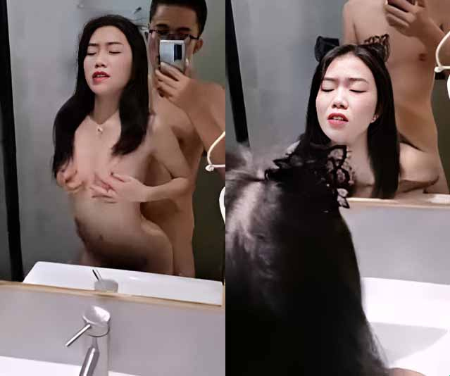 Fucking sugar baby in front of hotel mirror